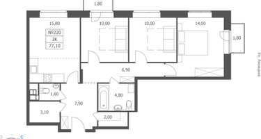 3-к. квартира, 77&nbsp;м²