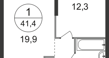 1-к. квартира, 41&nbsp;м²