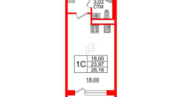 Студия, 23&nbsp;м²