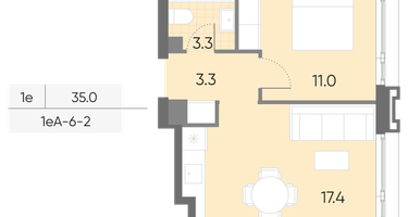 Студия, 35 м²