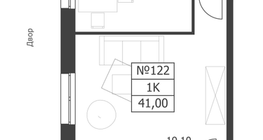 1-к. квартира, 41&nbsp;м²