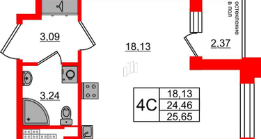 Студия, 24 м²