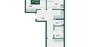 2-к. квартира, 65&nbsp;м²