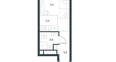 Студия, 17 м²