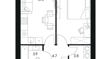 1-к. квартира, 42 м²