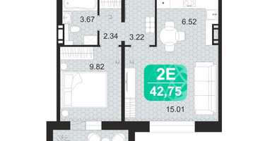 2-к. квартира, 42&nbsp;м²
