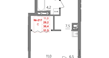 Студия, 30&nbsp;м²