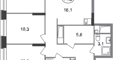 3-к. квартира, 74 м²