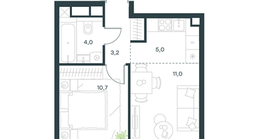 2-к. квартира, 33&nbsp;м²