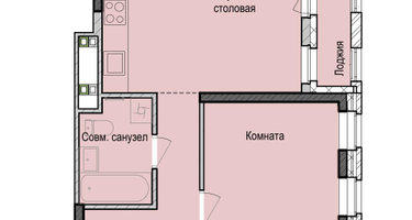 1-к. квартира, 42&nbsp;м²