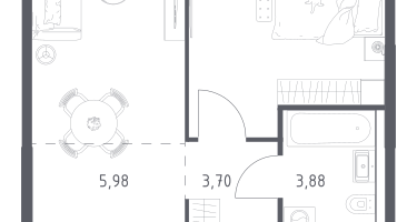 1-к. квартира, 39&nbsp;м²