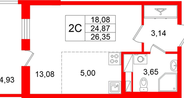 Студия, 24&nbsp;м²