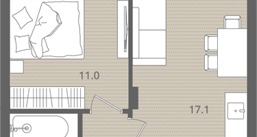 1-к. квартира, 37&nbsp;м²