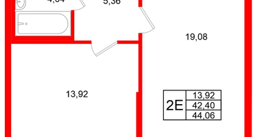 1-к. квартира, 44&nbsp;м²