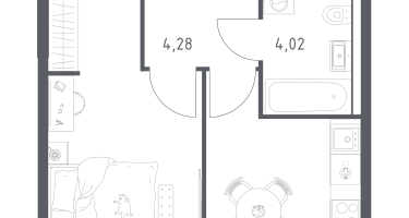 1-к. квартира, 36&nbsp;м²