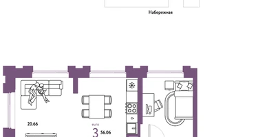 3-к. квартира, 56 м²