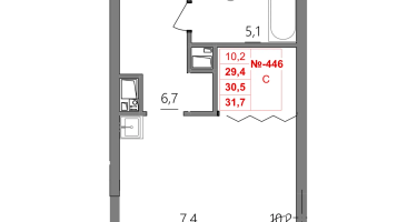 Студия, 30 м²