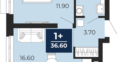 1-к. квартира, 36 м²