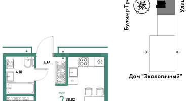 2-к. квартира, 38 м²