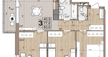 3-к. квартира, 83&nbsp;м²