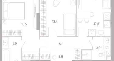 2-к. квартира, 61&nbsp;м²