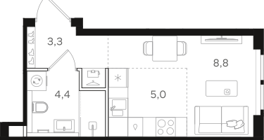 Студия, 21&nbsp;м²