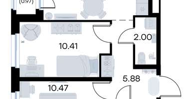 2-к. квартира, 44&nbsp;м²