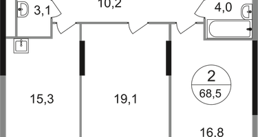 2-к. квартира, 68&nbsp;м²