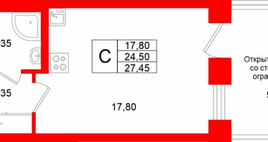Студия, 24 м²
