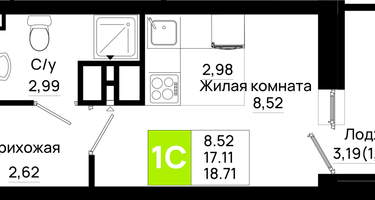 Студия, 18&nbsp;м²