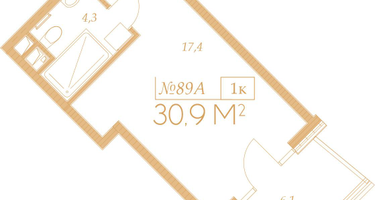 1-к. квартира, 30 м²