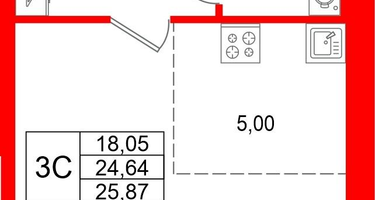 Студия, 24 м²
