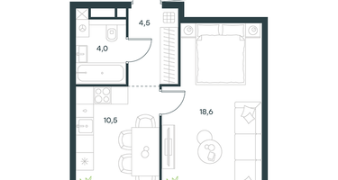 1-к. квартира, 37&nbsp;м²