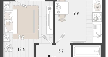 1-к. квартира, 32&nbsp;м²