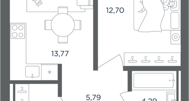 1-к. квартира, 39&nbsp;м²