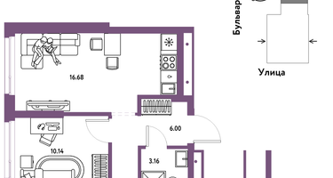 3-к. квартира, 59&nbsp;м²