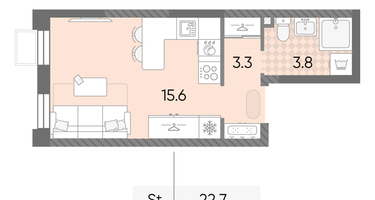 Студия, 22 м²