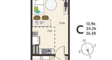 Студия, 26 м²