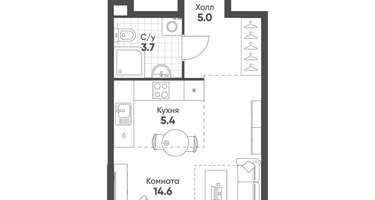 1-к. квартира, 28&nbsp;м²