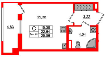 Студия, 22&nbsp;м²