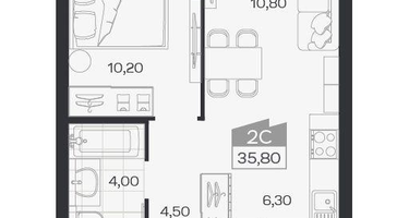 2-к. квартира, 35&nbsp;м²