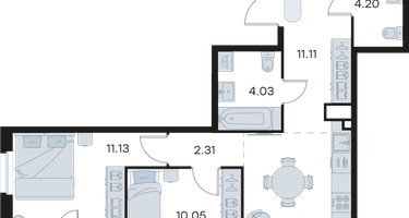 2-к. квартира, 57 м²
