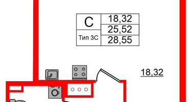 Студия, 25&nbsp;м²