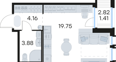 Студия, 29&nbsp;м²