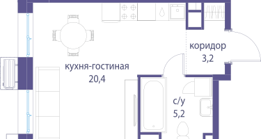 Студия, 28&nbsp;м²