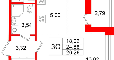 Студия, 24 м²