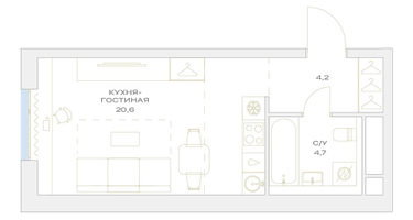 Студия, 29&nbsp;м²