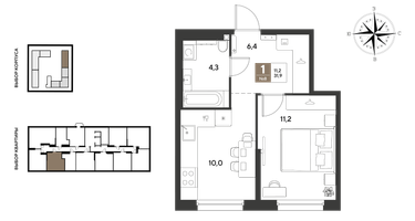1-к. квартира, 31&nbsp;м²
