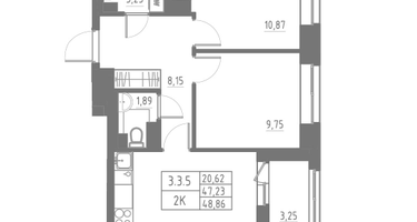 2-к. квартира, 48&nbsp;м²