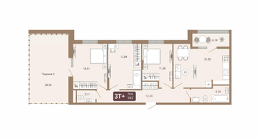 3-к. квартира, 109&nbsp;м²